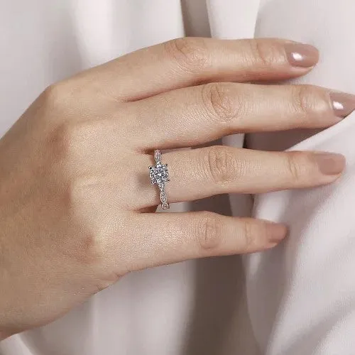 GABRIEL CO Rings Sadie Vintage Inspired 14K White Gold Round Diamond Engagement Ring Setting Only GABRIEL CO Rings Sadie Vintage Inspired 14K White Gold Round Diamond Engagement Ring Setting Only