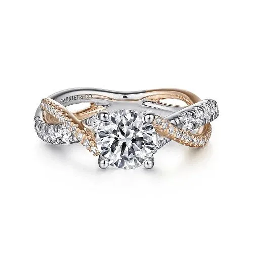 GABRIEL CO Rings Sandrine 14K WhiteRose Gold Round Diamond Twisted Engagement Ring Setting Only GABRIEL CO Rings Sandrine 14K WhiteRose Gold Round Diamond Twisted Engagement Ring Setting Only