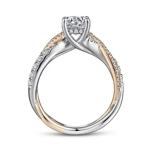 GABRIEL CO Rings Sandrine 14K WhiteRose Gold Round Diamond Twisted Engagement Ring Setting Only GABRIEL CO Rings Sandrine 14K WhiteRose Gold Round Diamond Twisted Engagement Ring Setting Only