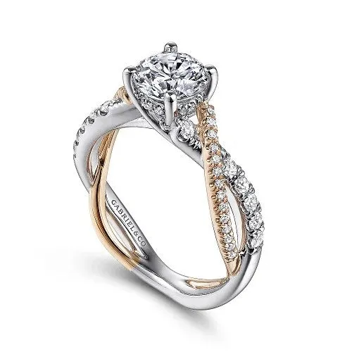 GABRIEL CO Rings Sandrine 14K WhiteRose Gold Round Diamond Twisted Engagement Ring Setting Only GABRIEL CO Rings Sandrine 14K WhiteRose Gold Round Diamond Twisted Engagement Ring Setting Only
