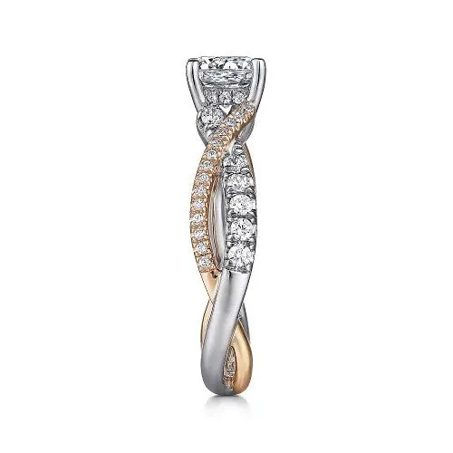 GABRIEL CO Rings Sandrine 14K WhiteRose Gold Round Diamond Twisted Engagement Ring Setting Only GABRIEL CO Rings Sandrine 14K WhiteRose Gold Round Diamond Twisted Engagement Ring Setting Only