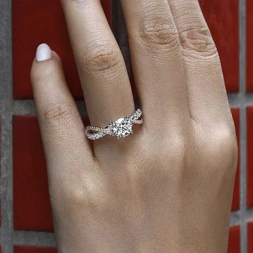 GABRIEL CO Rings Sandrine 14K WhiteRose Gold Round Diamond Twisted Engagement Ring Setting Only GABRIEL CO Rings Sandrine 14K WhiteRose Gold Round Diamond Twisted Engagement Ring Setting Only