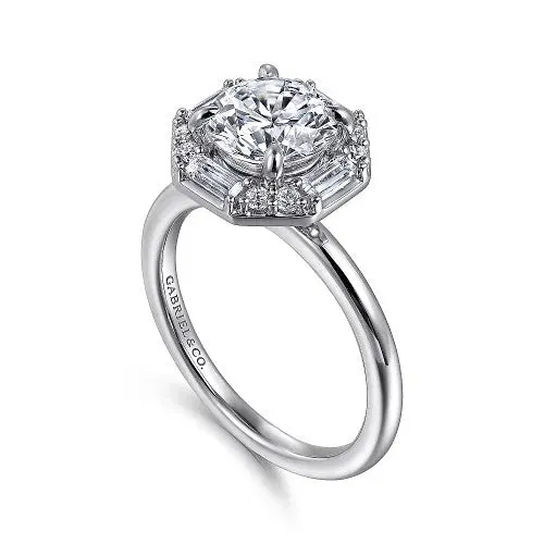 GABRIEL CO Rings Seina 14K White Gold Round Hidden Halo Diamond Engagement Ring Setting Only GABRIEL CO Rings Seina 14K White Gold Round Hidden Halo Diamond Engagement Ring Setting Only