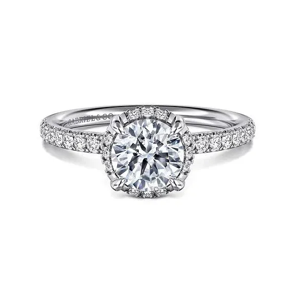 GABRIEL CO Suede 14K White Gold Round Hidden Halo Diamond Engagement Ring Setting Only Rings GABRIEL CO Suede 14K White Gold Round Hidden Halo Diamond Engagement Ring Setting Only Rings