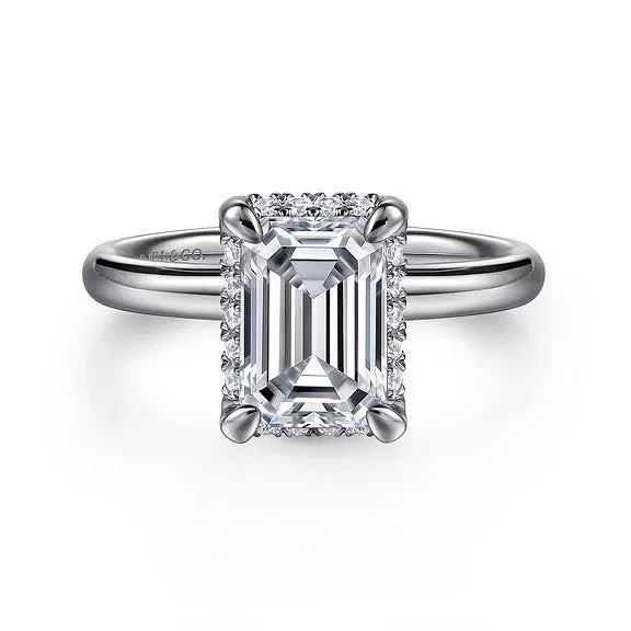 GABRIEL CO Symphony 14K White Gold Emerald Cut Hidden Halo Diamond Engagement Ring Setting Only Rings GABRIEL CO Symphony 14K White Gold Emerald Cut Hidden Halo Diamond Engagement Ring Setting Only Rings