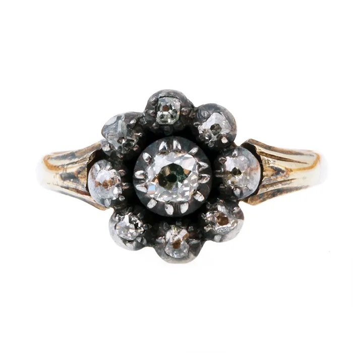 Georgian Diamond Cluster Ring Bell Bird Antiques Rings