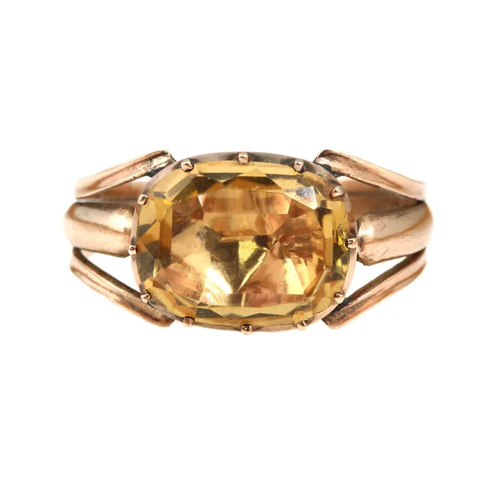 Georgian Era Citrine Ring Bell Bird Antiques Rings