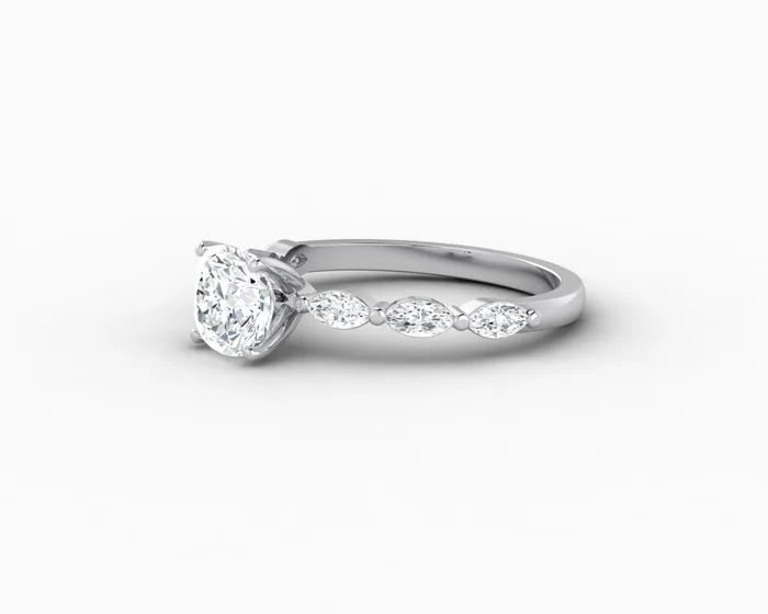 Giulia 10 Ct Cushion Cut Engagement Ring With Marquise Side Stones Sapheena Jewelry Rings
