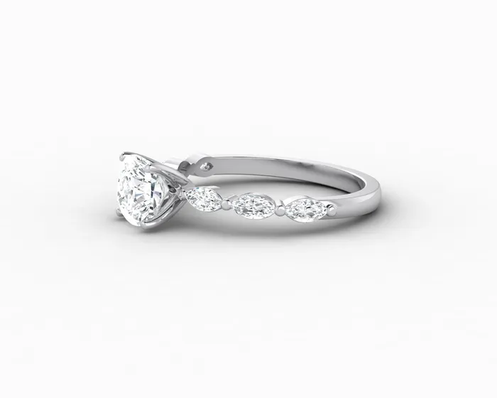 Giulia 10 Ct Cushion Cut Engagement Ring With Marquise Side Stones Sapheena Jewelry Rings
