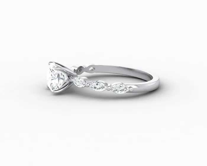 Giulia 10 Ct Cushion Cut Engagement Ring With Marquise Side Stones Sapheena Jewelry Rings