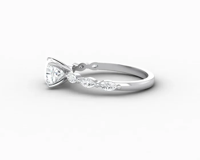 Giulia 10 Ct Cushion Cut Engagement Ring With Marquise Side Stones Sapheena Jewelry Rings