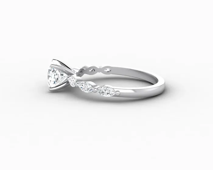 Giulia 10 Ct Cushion Cut Engagement Ring With Marquise Side Stones Sapheena Jewelry Rings