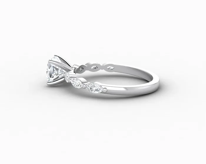 Giulia 10 Ct Cushion Cut Engagement Ring With Marquise Side Stones Sapheena Jewelry Rings