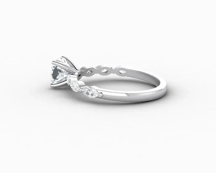 Giulia 10 Ct Cushion Cut Engagement Ring With Marquise Side Stones Sapheena Jewelry Rings