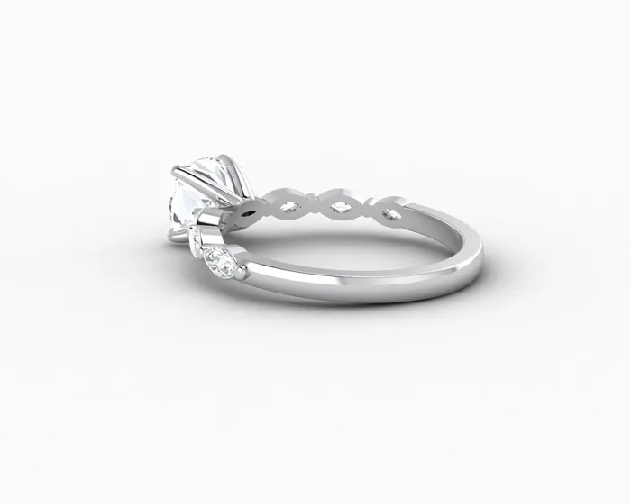 Giulia 10 Ct Cushion Cut Engagement Ring With Marquise Side Stones Sapheena Jewelry Rings