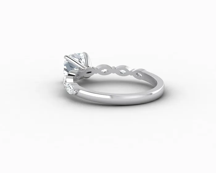 Giulia 10 Ct Cushion Cut Engagement Ring With Marquise Side Stones Sapheena Jewelry Rings