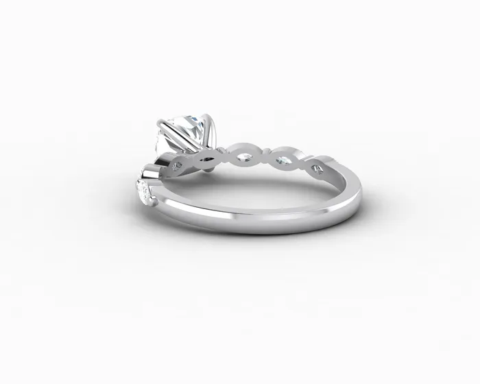 Giulia 10 Ct Cushion Cut Engagement Ring With Marquise Side Stones Sapheena Jewelry Rings
