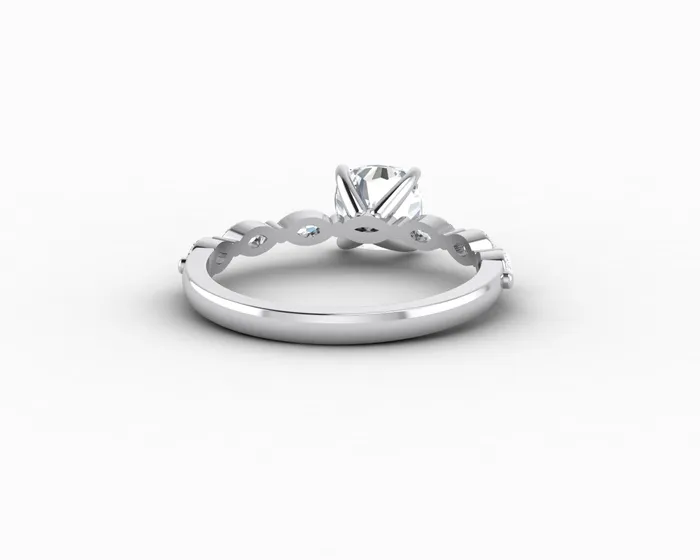Giulia 10 Ct Cushion Cut Engagement Ring With Marquise Side Stones Sapheena Jewelry Rings