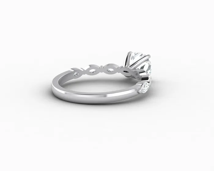 Giulia 10 Ct Cushion Cut Engagement Ring With Marquise Side Stones Sapheena Jewelry Rings