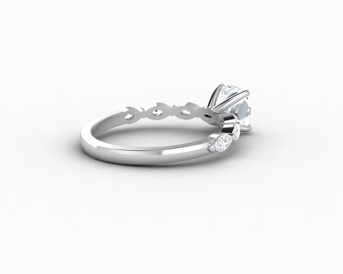 Giulia 10 Ct Cushion Cut Engagement Ring With Marquise Side Stones Sapheena Jewelry Rings