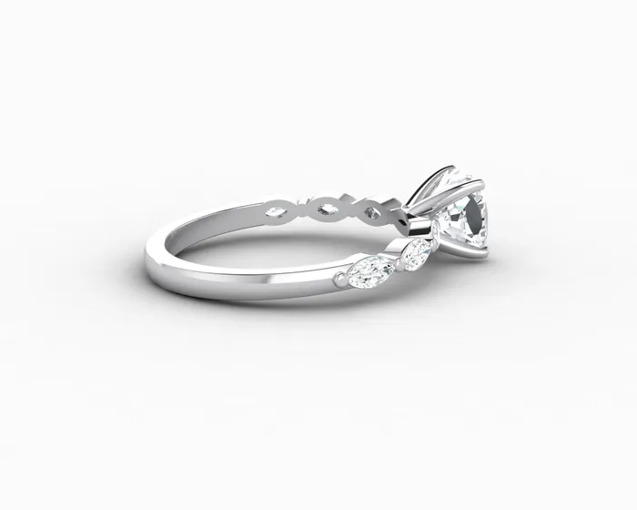 Giulia 10 Ct Cushion Cut Engagement Ring With Marquise Side Stones Sapheena Jewelry Rings
