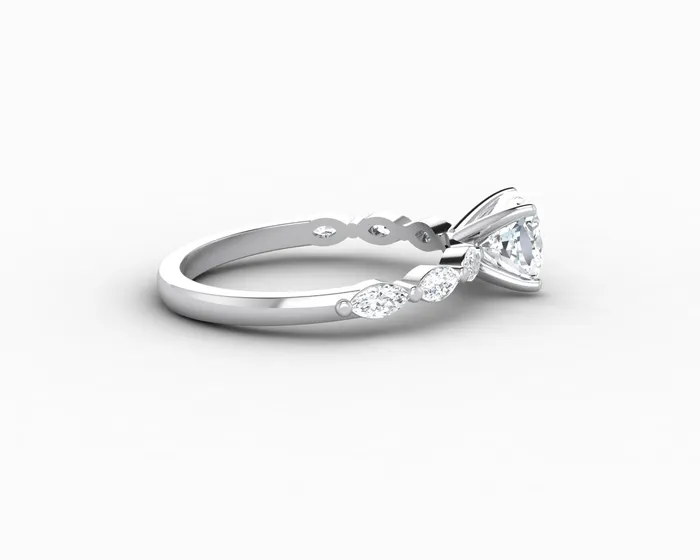 Giulia 10 Ct Cushion Cut Engagement Ring With Marquise Side Stones Sapheena Jewelry Rings