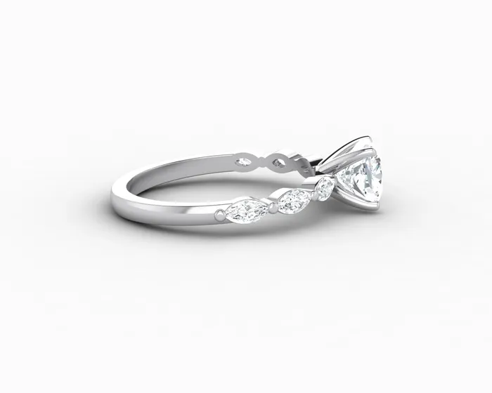 Giulia 10 Ct Cushion Cut Engagement Ring With Marquise Side Stones Sapheena Jewelry Rings