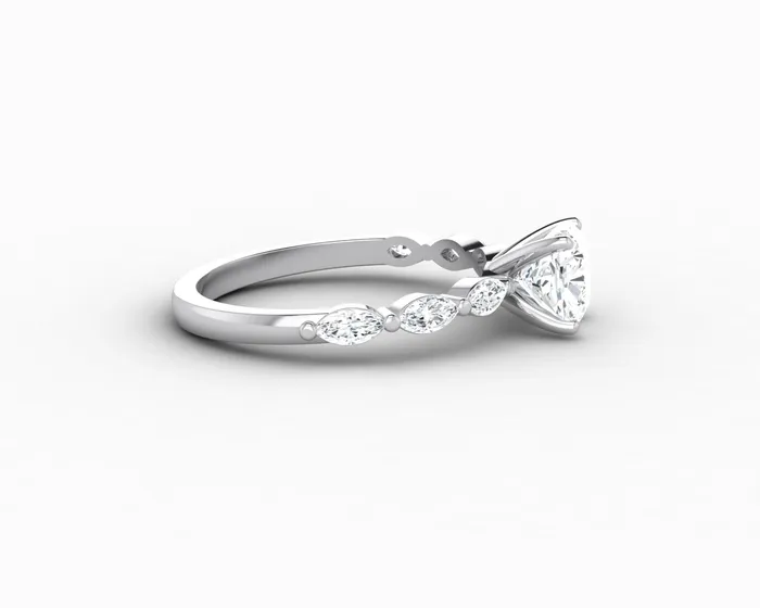 Giulia 10 Ct Cushion Cut Engagement Ring With Marquise Side Stones Sapheena Jewelry Rings