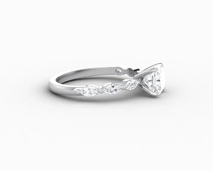 Giulia 10 Ct Cushion Cut Engagement Ring With Marquise Side Stones Sapheena Jewelry Rings
