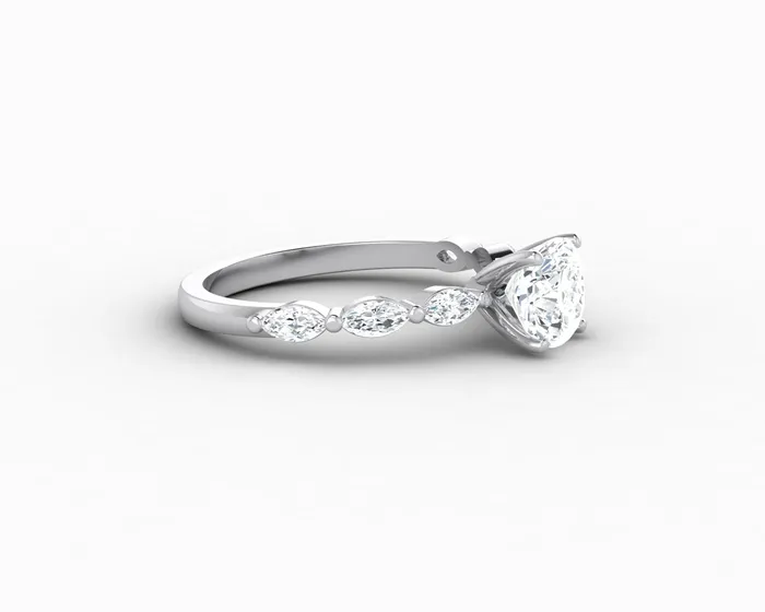 Giulia 10 Ct Cushion Cut Engagement Ring With Marquise Side Stones Sapheena Jewelry Rings