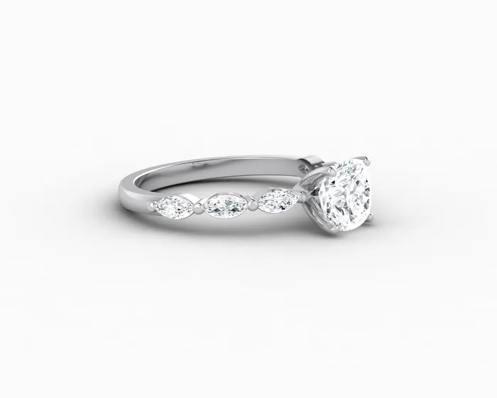 Giulia 10 Ct Cushion Cut Engagement Ring With Marquise Side Stones Sapheena Jewelry Rings
