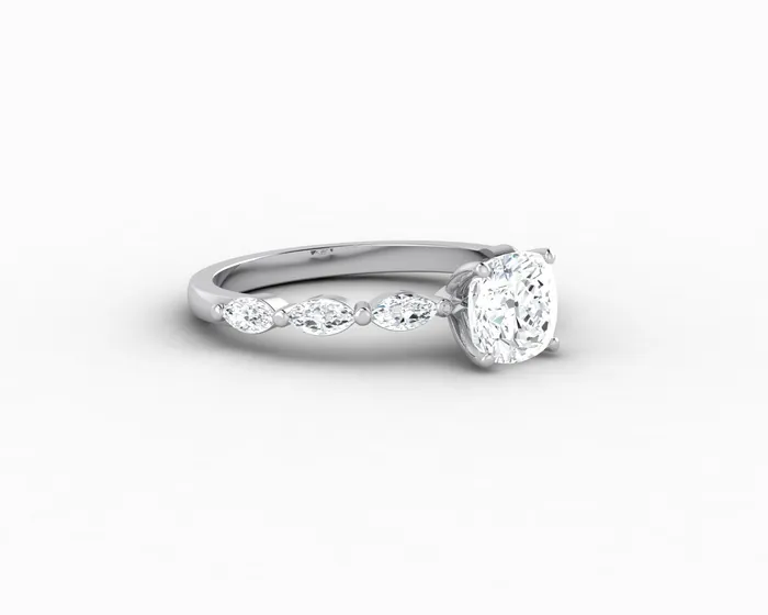 Giulia 10 Ct Cushion Cut Engagement Ring With Marquise Side Stones Sapheena Jewelry Rings
