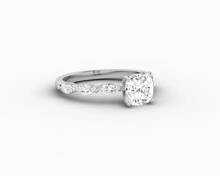 Giulia 10 Ct Cushion Cut Engagement Ring With Marquise Side Stones Sapheena Jewelry Rings