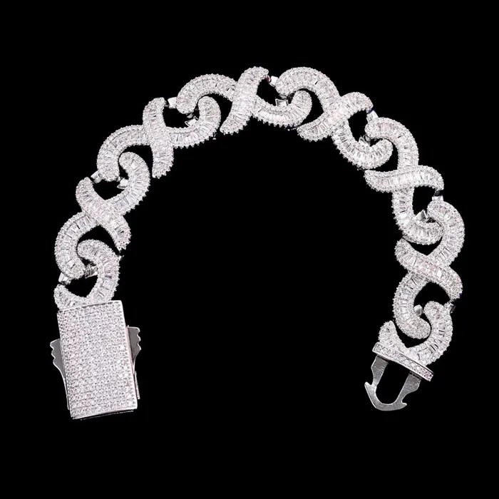 INFINITY Bracelets 18mm Infinity Link Double Clasp Iced Out Diamond Bracelet INFINITY Bracelets 18mm Infinity Link Double Clasp Iced Out Diamond Bracelet