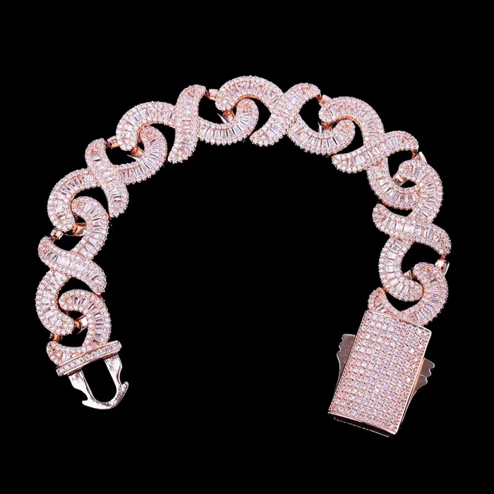 INFINITY Bracelets 18mm Infinity Link Double Clasp Iced Out Diamond Bracelet