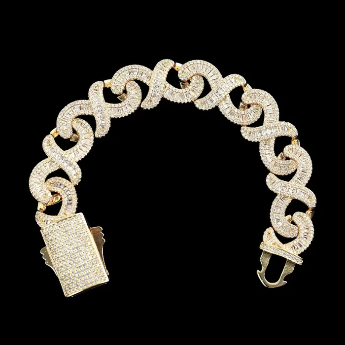 INFINITY Bracelets 18mm Infinity Link Double Clasp Iced Out Diamond Bracelet