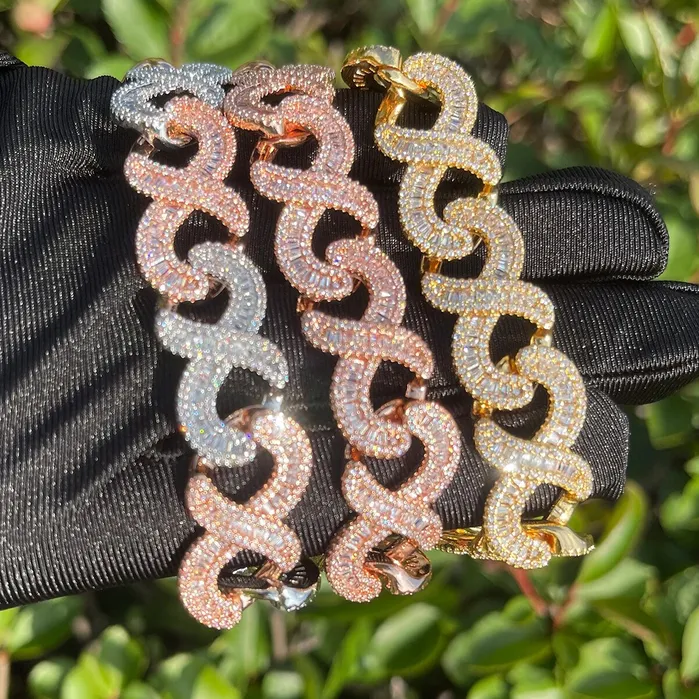 INFINITY Bracelets 18mm Infinity Link Double Clasp Iced Out Diamond Bracelet