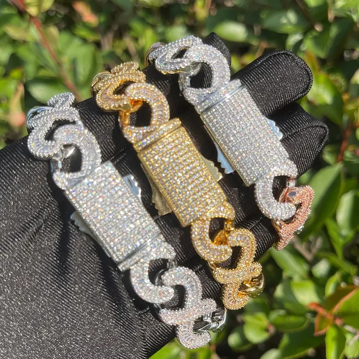 INFINITY Bracelets 18mm Infinity Link Double Clasp Iced Out Diamond Bracelet