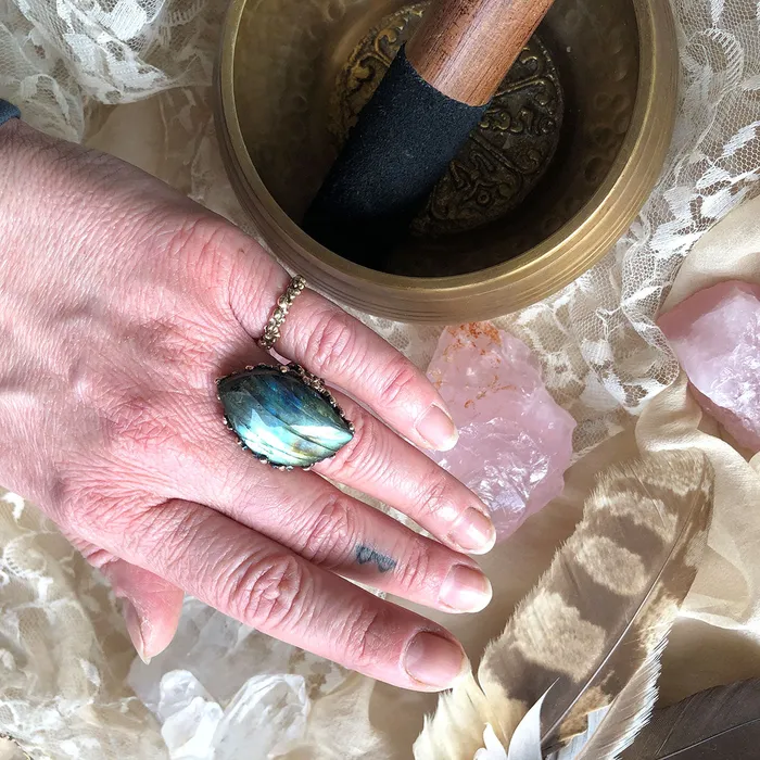 Labradorite Ring One of a kind Statement Giardinoblu Rings