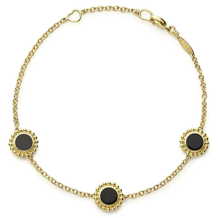 LAGOS Bracelets Covet Three Station Round Onyx Bracelet