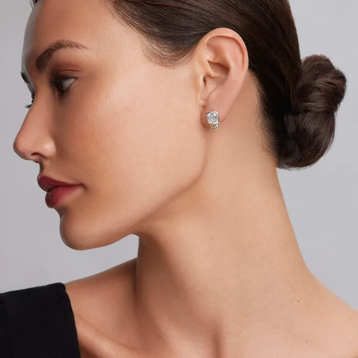 LAGOS Earrings Caviar Color BezelSet White Topaz Stud Earrings