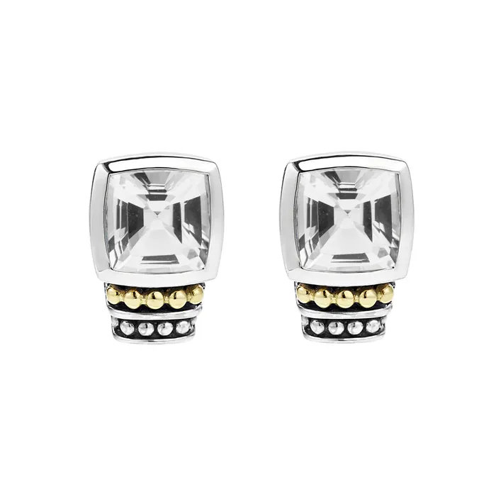 LAGOS Earrings Caviar Color BezelSet White Topaz Stud Earrings