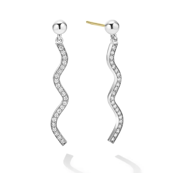 LAGOS Earrings Caviar Spark Large Wave Diamond Drop Earrings