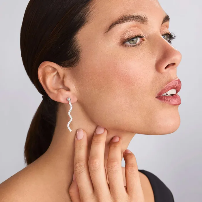 LAGOS Earrings Caviar Spark Large Wave Diamond Drop Earrings