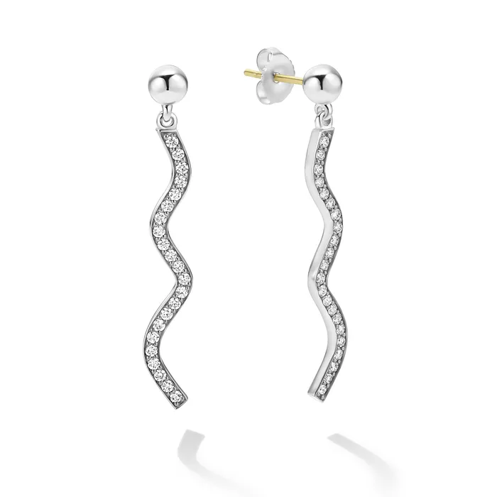 LAGOS Earrings Caviar Spark Large Wave Diamond Drop Earrings