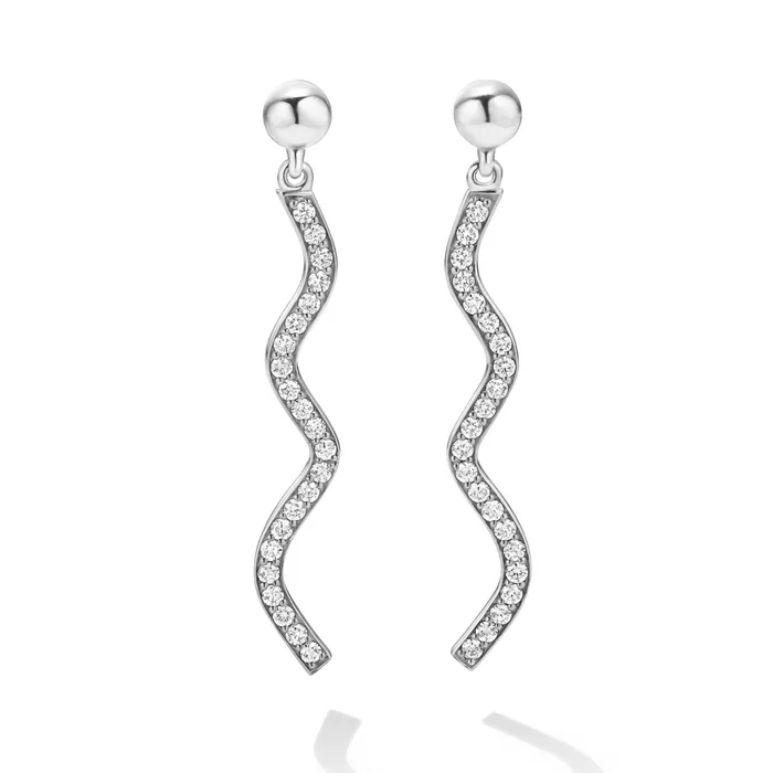 LAGOS Earrings Caviar Spark Large Wave Diamond Drop Earrings