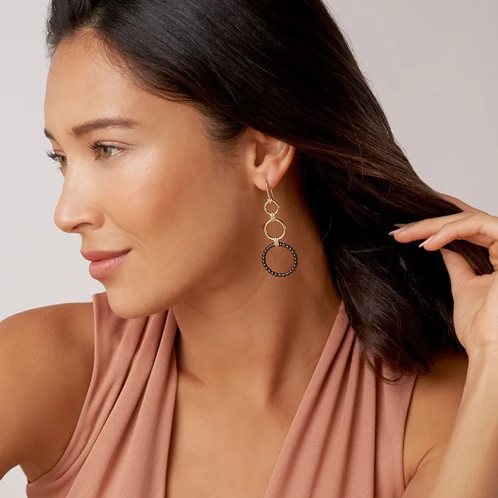 LAGOS Earrings Meridian 18K Gold and Ceramic Circle Drop Earrings