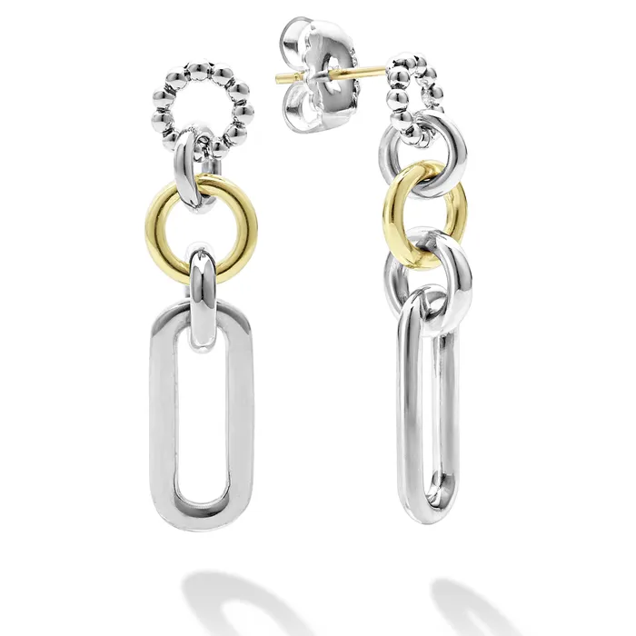 LAGOS Earrings Signature Caviar TwoTone Link Drop Earrings