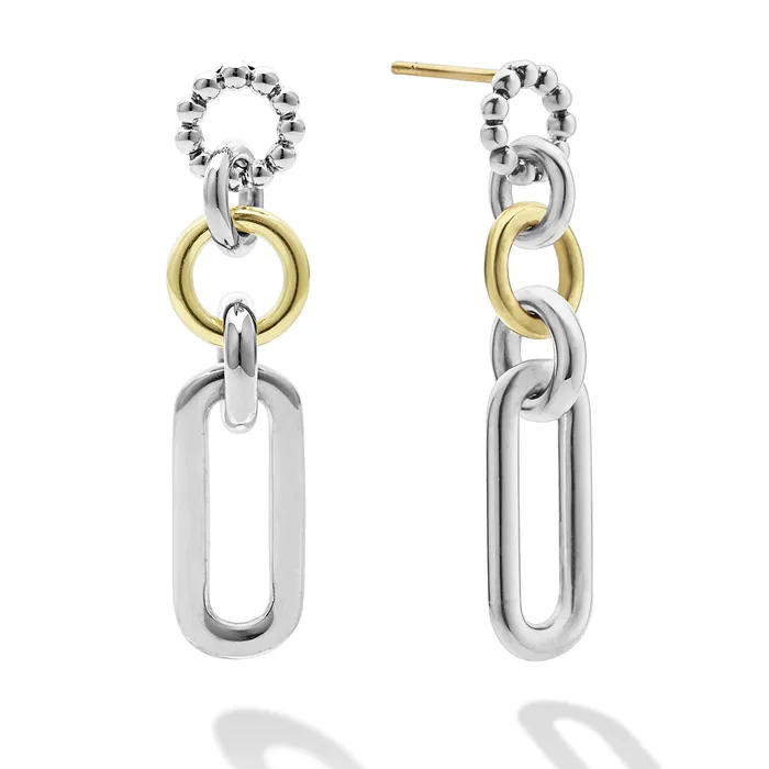 LAGOS Earrings Signature Caviar TwoTone Link Drop Earrings