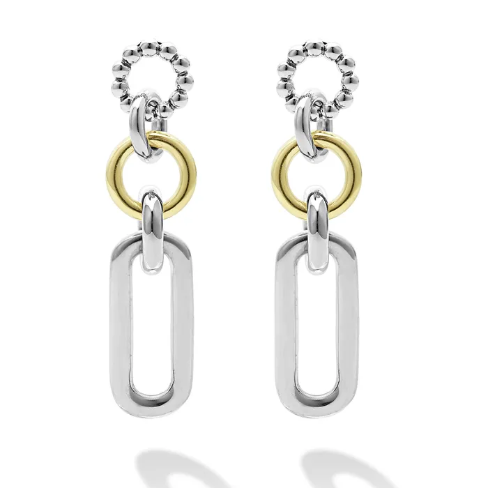 LAGOS Earrings Signature Caviar TwoTone Link Drop Earrings